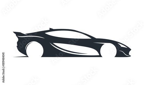 Minimalist Sports Car Silhouette Logo Design