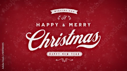 Merry Christmas And Happy New Year Wishes Postcard/ Illustrated animation of an elegant merry christmas holidays and happy new year background with nice lettering and ink message revealing

