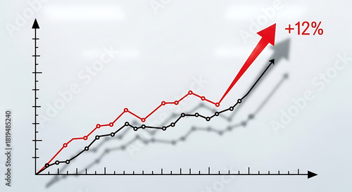 Rising business graphs indicate financial growth and positive market trends with statistical analysis