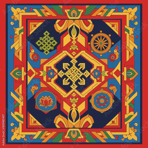 Intricate vector illustration of a vibrant traditional mandala design