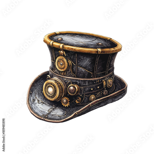 steampunk top hat hand drawn vector illustration