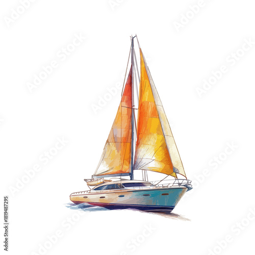 yacht hand drawn vector illustration