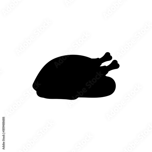 Roasted turkey silhouette icon vector flat design.