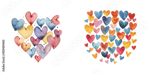 heart confetti watercolor vector illustration