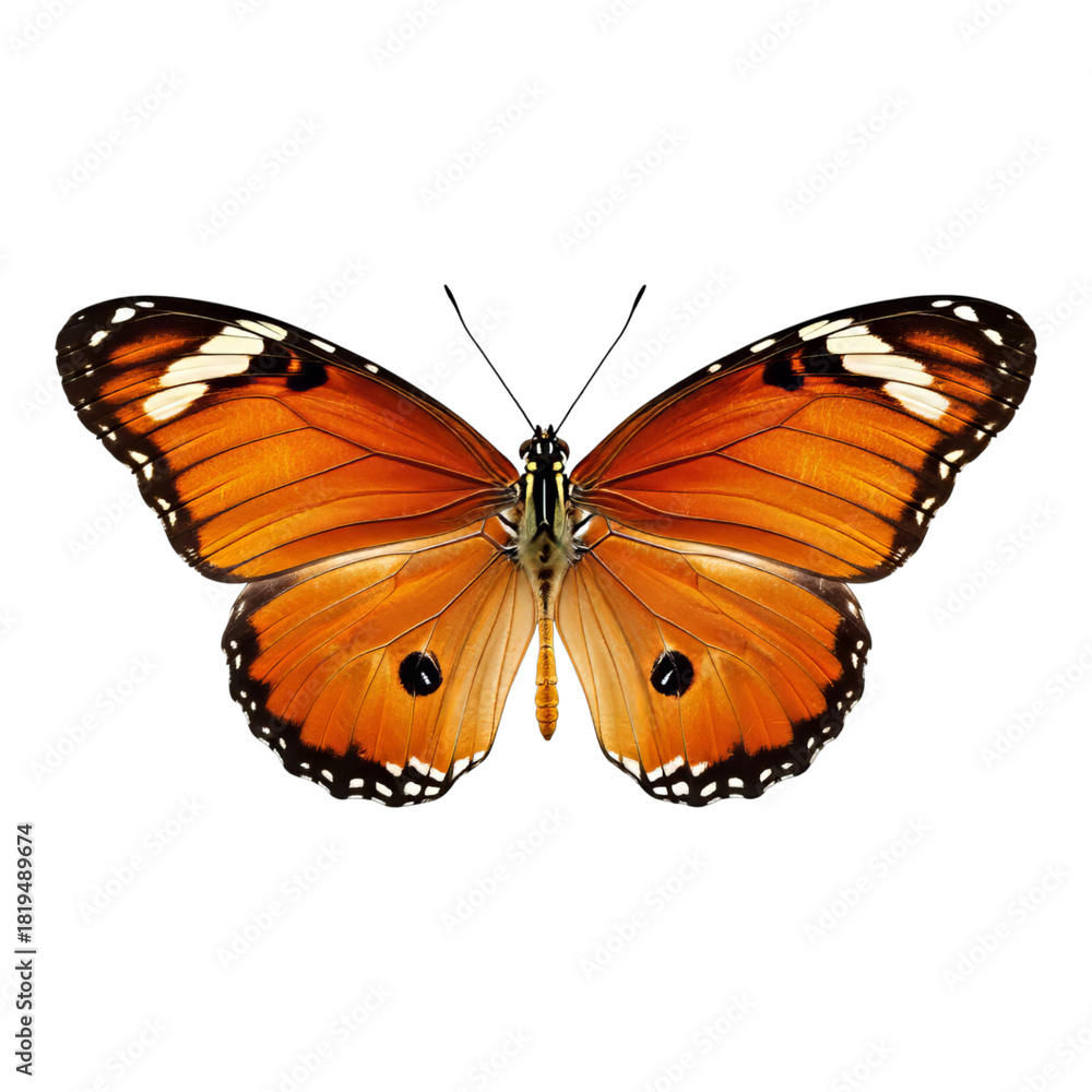 Obraz premium Stunning monarch butterfly with vibrant orange wings and delicate details isolated, perfect for nature designs or educational resources