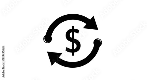 Dollar symbol with circular arrows indicating exchange or money flow.