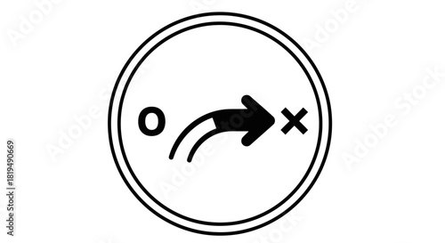 Simple line icon illustrating a strategic plan from a starting point to a final goal.
