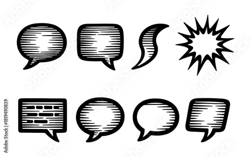 Hand drawn speech bubble collection with retro comic style