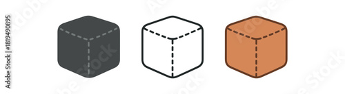 pouf ottoman icons three round or pouf icons with stitched seams one flat solid monochrome one thin black outline black and white one full color flat icon cozy fabric colors