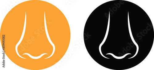 Smell nose icon set collection group in flat black line style, scent aroma odor sniff symbol pack, human sense olfactory element bundle, simple minimal outline illustration graphics vector