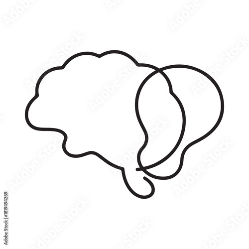 Simple line art of a human brain silhouette