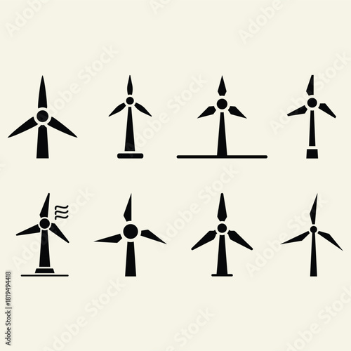wind Mill wind turbines icon designed to represent Wind power or wind energy. Vector illustration design for eco friendly, sustainable, renewable and alternative energy symbols. Perfect for poster 