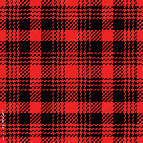 Checkered design for prints.Repeating patern plaid. Seamless red,black color check pattern.  Repeated tartan fabric.Vector scottish fabriс.Ekose texture.Madras flannel.Checker line.Stripe gingham.

