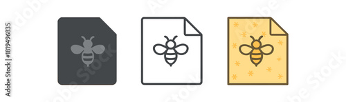 beeswax wrap icons three beeswax food wrap icons one flat solid monochrome one thin black outline black and white one full color flat icon soft with tiny pattern