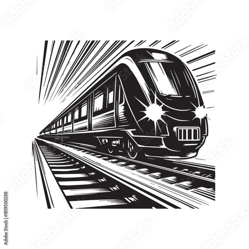 “Fast Electric Train Vector – Express Rail Graphic Design”