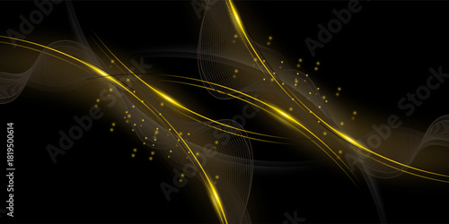 Abstract gold luxury background. Vector illustration element with gold light glow effect, texture, black gradient color. Modern graphic design, decoration for banner template or technology background
