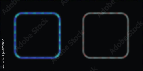 Abstract rounded rectangle borders in blue and red on black background