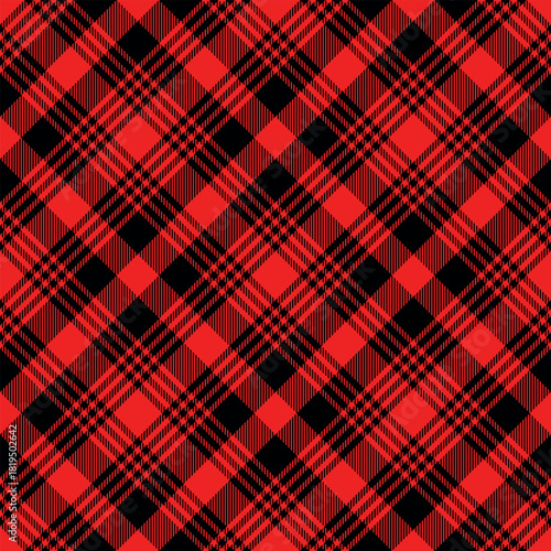 Checkered design for prints.Repeating patern plaid. Seamless red,black color check pattern.  Repeated tartan fabric.Vector scottish fabriс.Ekose texture.Madras flannel.Checker line.Stripe gingham.
