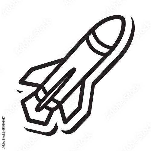 Hand drawn rocket ship launching into space