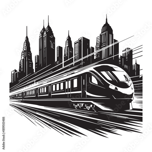 “High-Speed Train Illustration – Modern Railway Artwork”