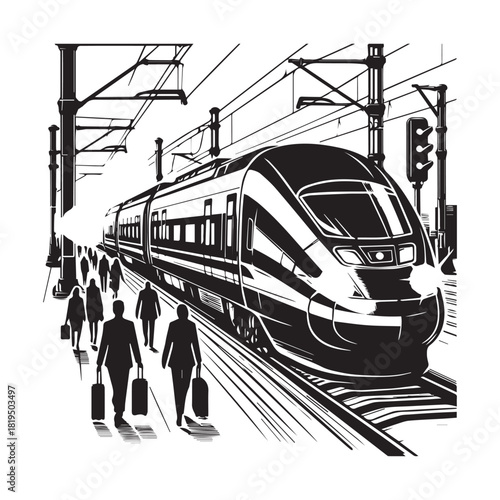 “High-Speed Train Illustration – Modern Railway Artwork”