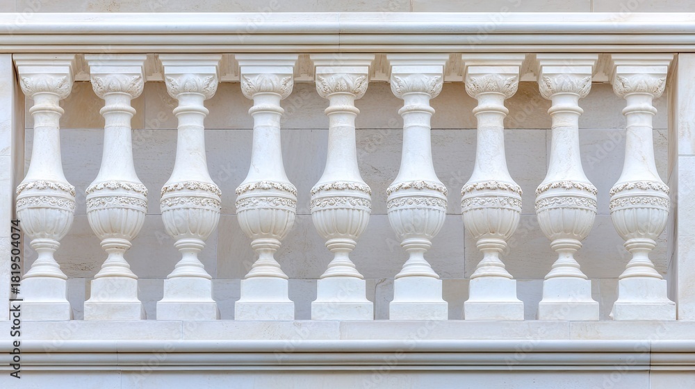 Naklejka premium Elegant architectural balustrade showcasing detailed craftsmanship in stone design located in a historic building