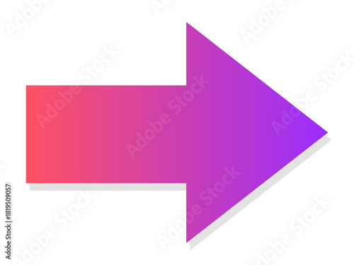 紫とピンクのグラデーション矢印アイコン・影付きのシンプルデザイン素材