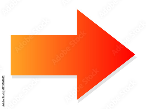 赤とオレンジのグラデーション矢印アイコン・影付きのシンプルデザイン素材