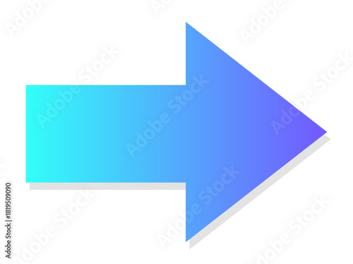 青と水色グラデーション矢印アイコン・影付きのシンプルデザイン素材