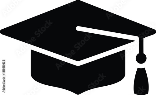 Graduation cap icon   academic success symbol for college university education degree