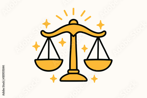 Cute doodle astrology spiritual collection flat vector illustration bold handdrawn outlines bright solid fills isolated on white clean white space sticker style minimal detail libra