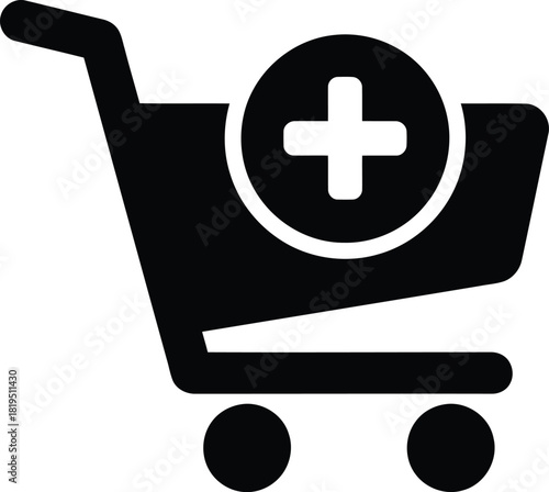 Add to cart icon   e commerce shopping plus symbol for online retail and purchase