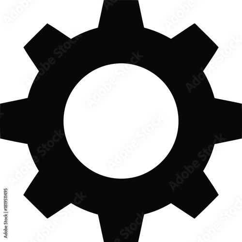 Black gear icon isolated on white background. settings, cogwheel, system, configuration symbol vector.