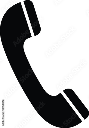 Black telephone receiver icon vector   communication, call, contact us, support symbol
