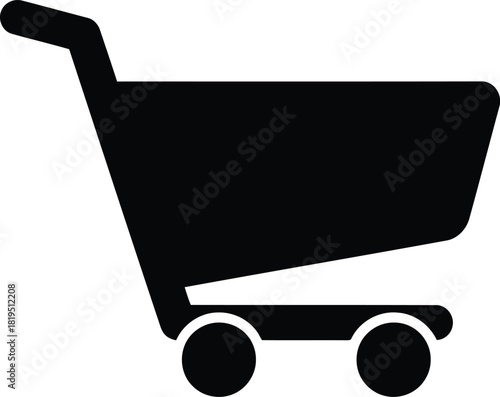 Shopping cart icon vector. e commerce black shop basket symbol for online retail app ui