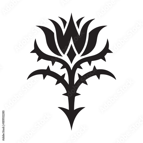 Black tribal flower with thorns tattoo design Keywords: flower, tribal, tattoo, design, symbol