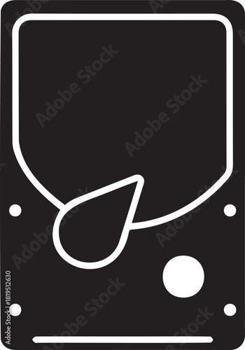 Black and White Illustration of a Water Drop Inside a Container.