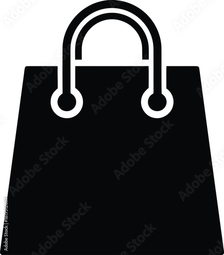 Minimalist black shopping bag icon vector for e commerce, retail, and online shopping apps