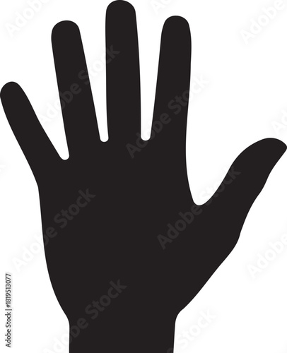 Black silhouette of a hand with five fingers extended.