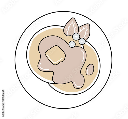 パンケーキ（皿付き）／俯瞰・ベクター・シンプルなホットケーキのイラスト