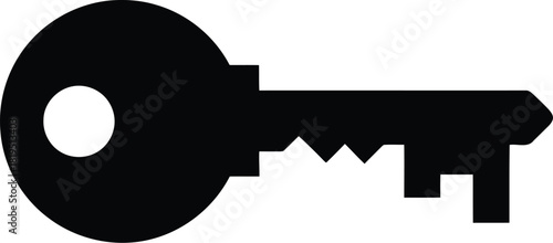 Black key icon vector illustration: security, access, solution symbol for web & app design