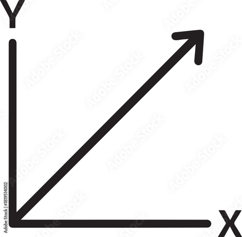 Coordinate System with Arrow Indicating Positive Direction.
