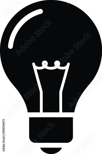 Light bulb icon symbolizing idea, innovation, creativity. simple electricity glyph for thinking & solutions.