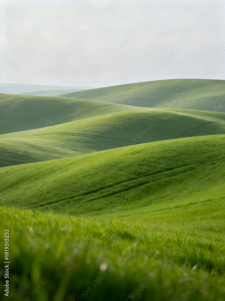 Naklejka premium Minimal Nature Landscape of Grass Fields
