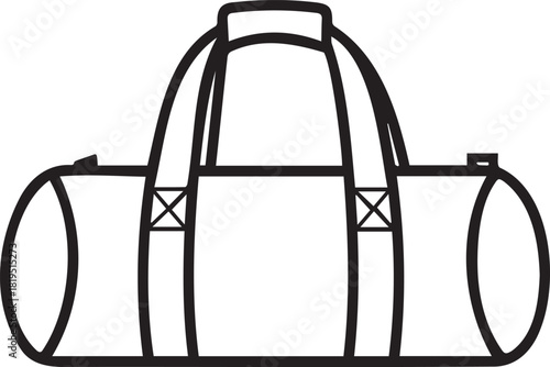 Duffel Bag Illustration Simple Black and White Sports Equipment.