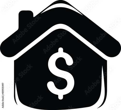 Property value, home finance and real estate investment with dollar sign house icon