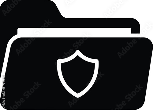 Secure folder icon: data protection, confidential files, and privacy shield symbol
