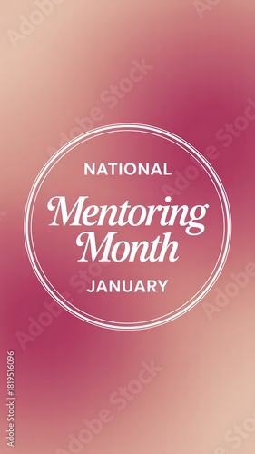 National Mentoring Month January Text on Vertical Pink and Beige Gradient Background for HR Programs