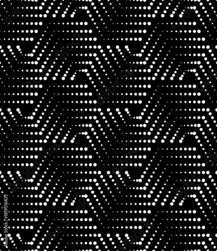 Black and white seamless pattern. Modern geometric background. Dotted grid.