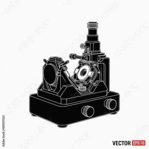 Creative Details Microtome Vector Illustration | Laboratory Cutting Instrument | Histology Sample Preparation Device